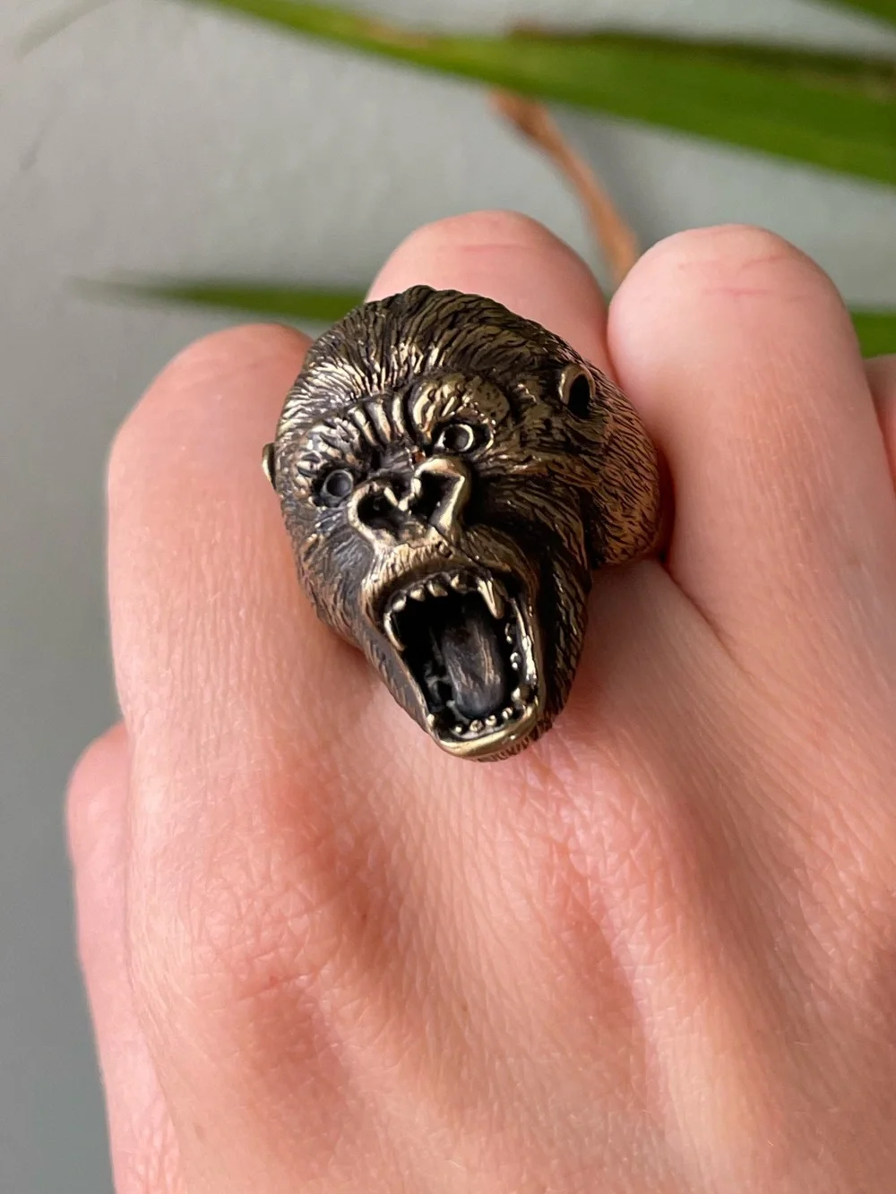 Vintage | Russian Brass Roaring Gorilla Ring